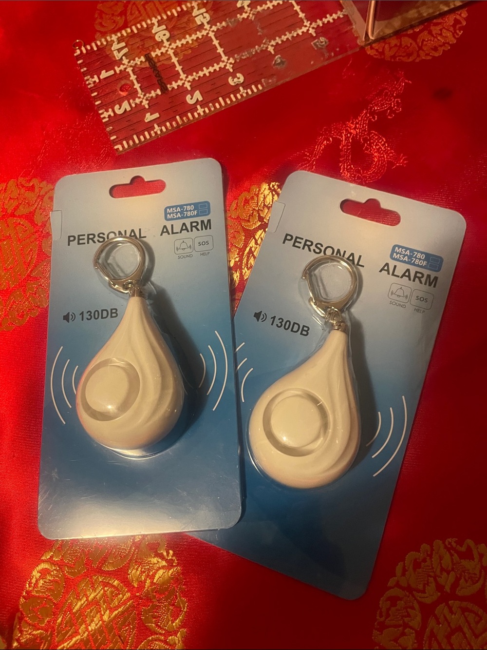 Personal Alarm Keychain – White Compact Safety Alarm lot of two
